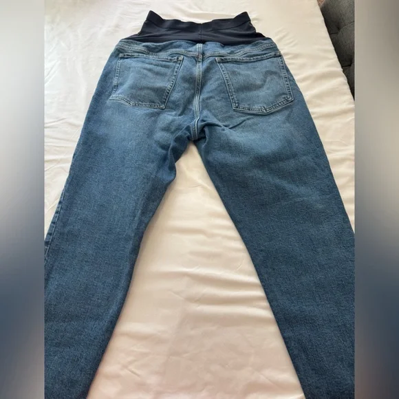 Old Navy Blue Maternity Jeans with Black Waistband - Picture 2 of 7